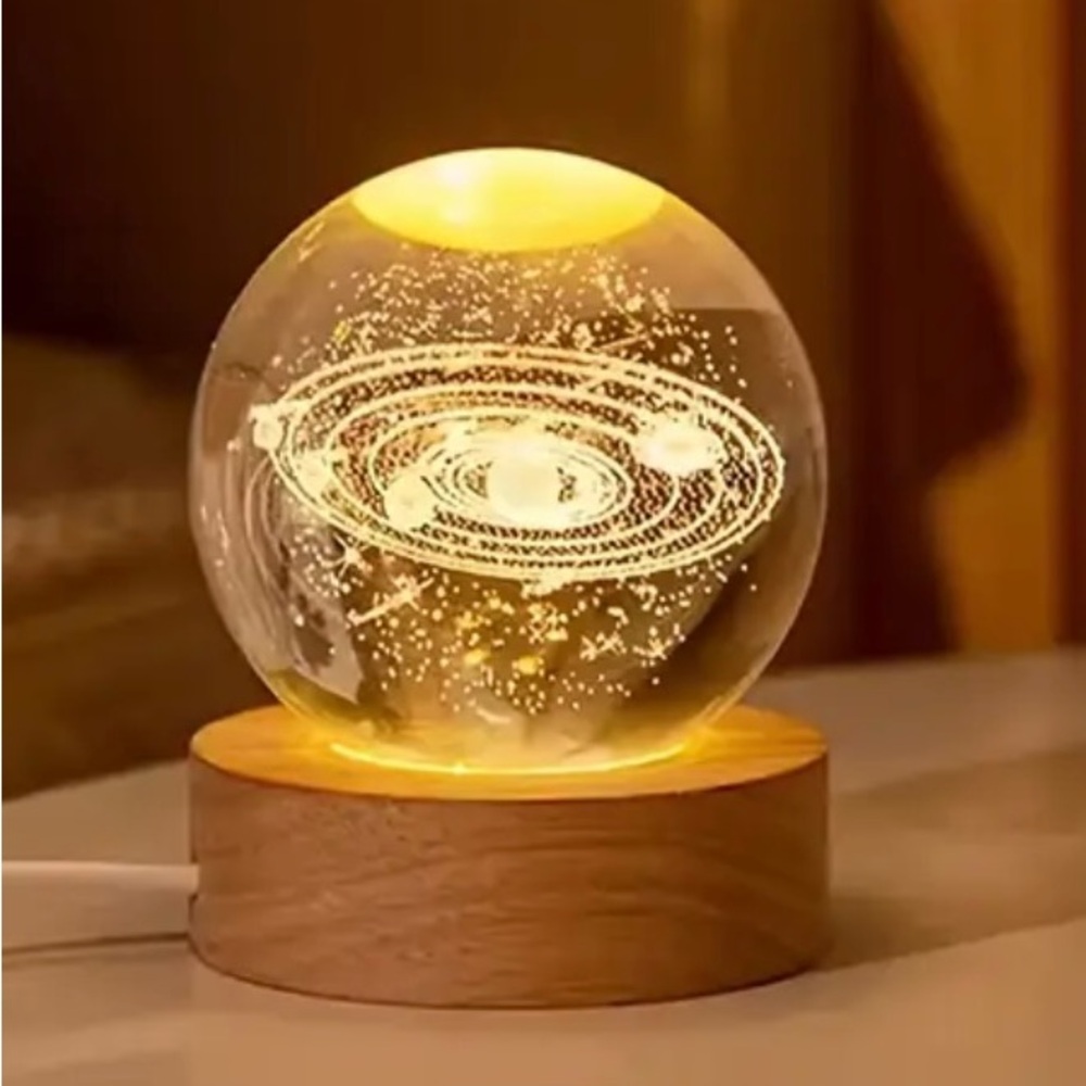 Galaxy LED Night Light with Wooden Base